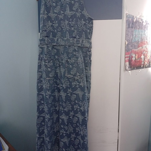 Denim jumpsuit with butterfly designs new, sisters boutique