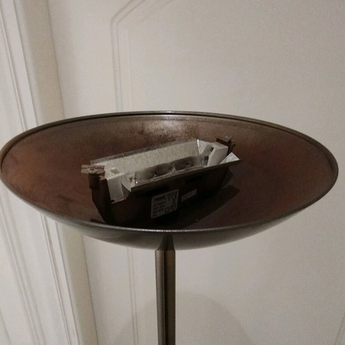 Floor lamp bronze with dimmer and adjustable shade used
