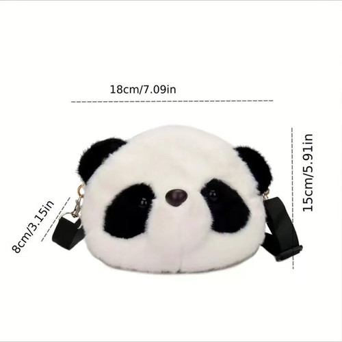 Panda plush bag 18cm×8cm×15cm with strap new