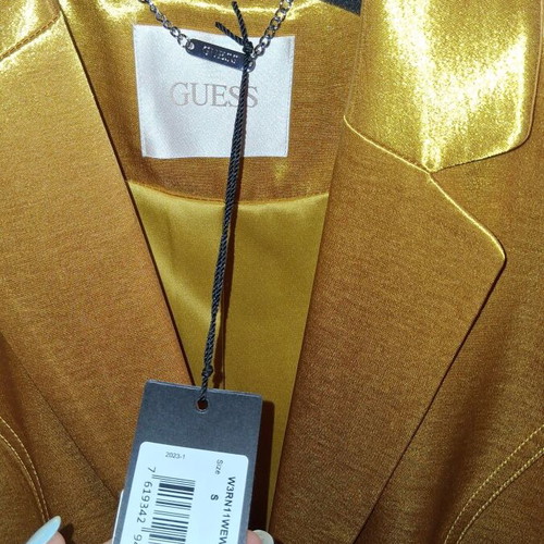 Guess jacket new, size small, gold satin fabric