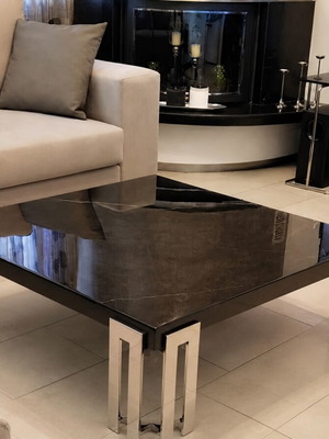Τραπεζάκι σαλονιού 100x100cm γρανίτης luxury design με μεταλλικά πόδια σαν καινούργιο