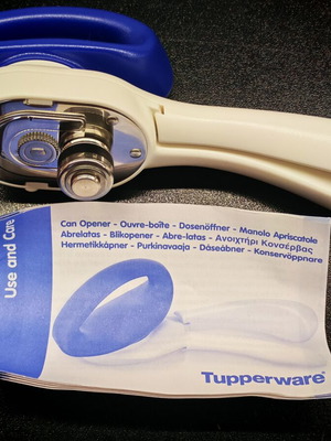 Tupperware can opener new, stainless steel and plastic