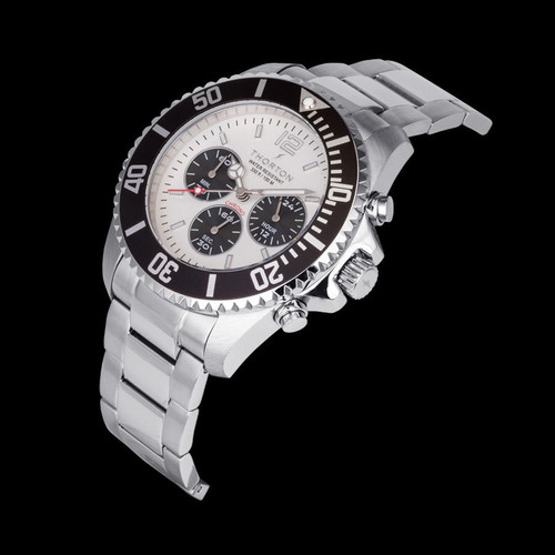 Thorton Loki Panda chronograph watch, stainless steel, 44mm