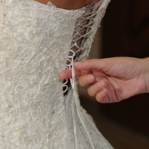 Wedding dress like new, white, with veil and corset