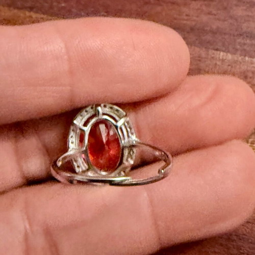 Canary Red Solitaire Ring 925 Silver with Cubic Zirconia, new