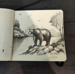 Bear sketch like new in mini sketchbook with mechanical pencil