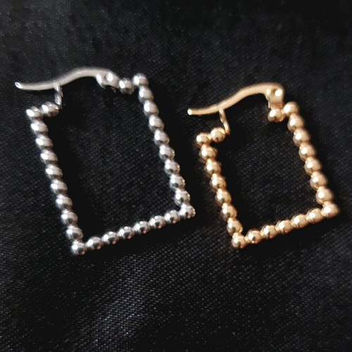 Rectangular hanging earrings new, stainless steel, gold and silver colors