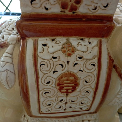 Vintage ceramic decorative elephant with Asian details