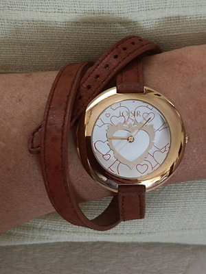 Loisir women's waterproof wristwatch like new, brown leather wrap strap
