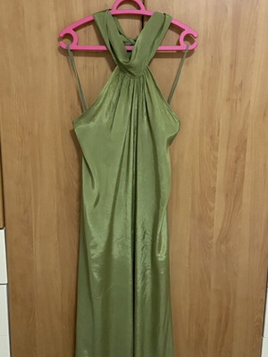 Jumpsuit with Neck Tie and Open Back, New, Green, One Size