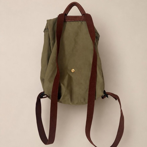 Longchamp backpack bag, brown and green