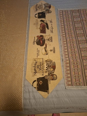 Table runner handmade, gift with beads
