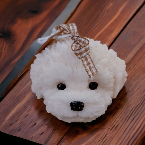 Dog-shaped candle new, scented, handmade from plant wax