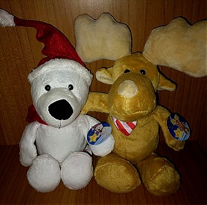 2x Χριστουγεννιατικα Λουτρινα KINDER πολικη αρκουδα & ταρανδος Πακετο
