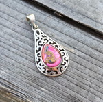 Silver pendant with pink oyster copper turquoise new