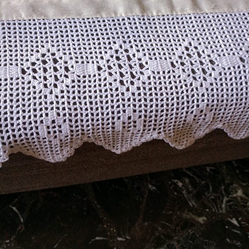Handmade crochet curtain beige fabric new 1.70x1.40