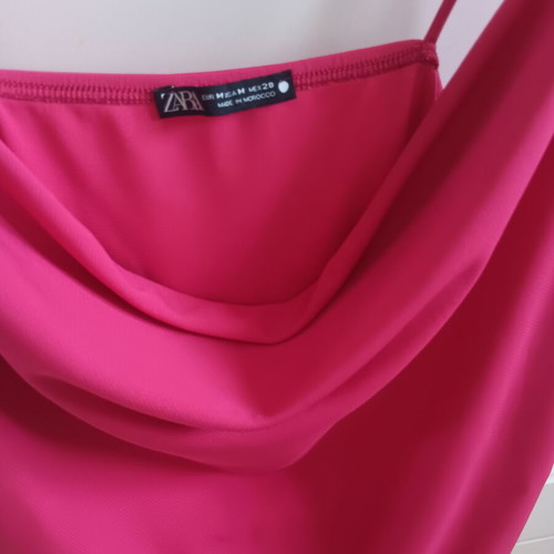 Zara fuchsia asymmetric draped top new, medium size