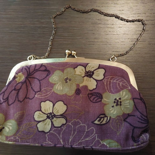 Vintage Alexi Andriotti floral purple and green handbag used