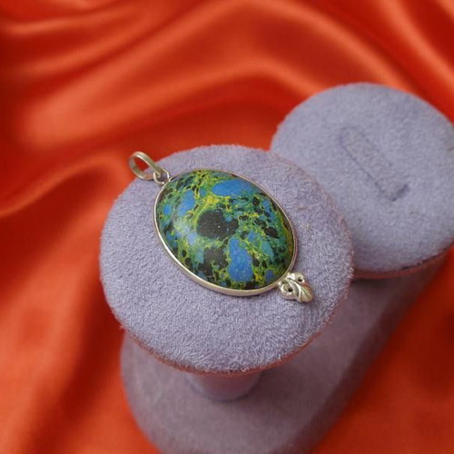 Orbicular jasper mineral pendant in 925 silver necklace new