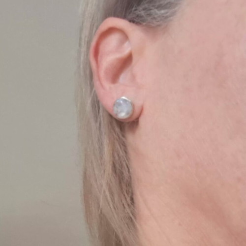 Silver earrings 925 with rainbow moonstone like new