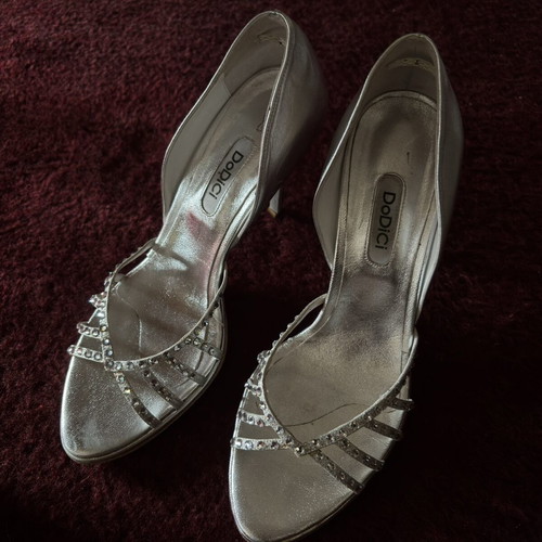 Dodici leather sandals with rhinestones like new, silver