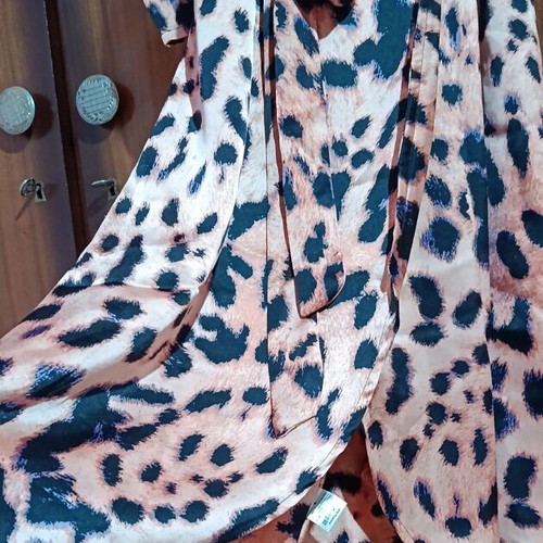 Dancing Leopard satin dress size M, new, black and orange