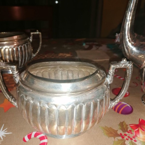 Antique silver-plated set used, three pieces