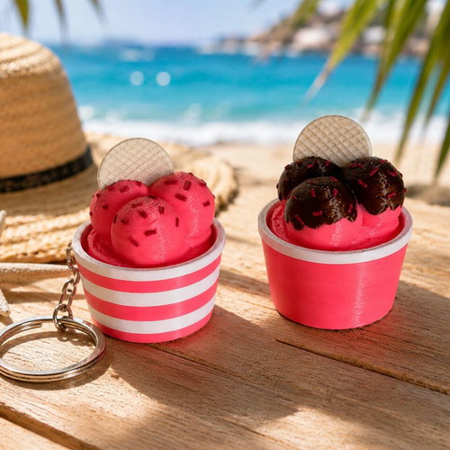 3D Printed Set of 2 Ice Cream Clicker Fidget Toys, keychains