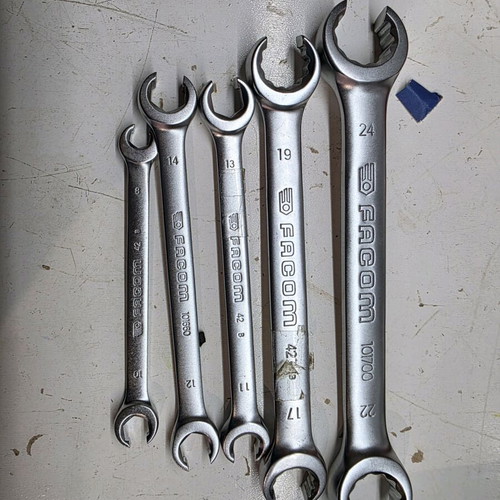 Facom flare nut wrenches set with 15° angle 8-24mm used