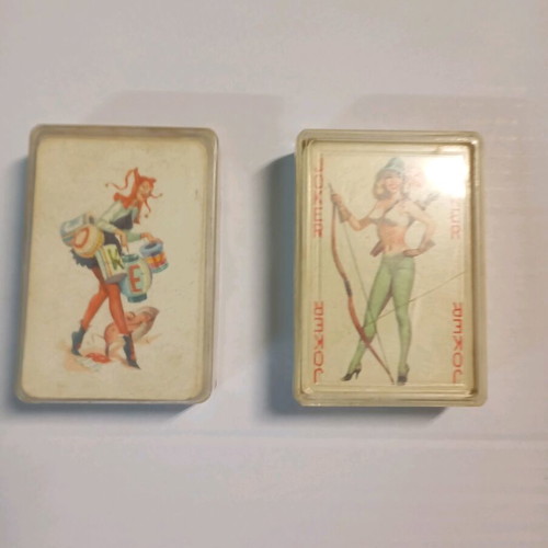 Retro erotic playing cards like new, set of two decks