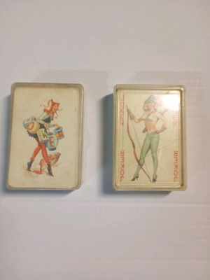 Retro erotic playing cards like new, set of two decks