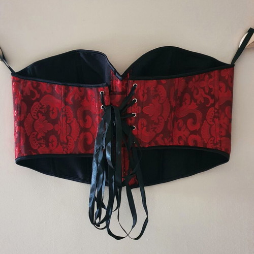 Red Gothic Corset XL/XXL/XXXL like new with floral baroque motif