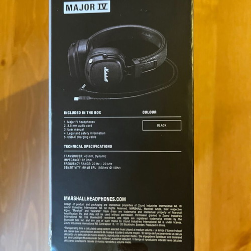 Marshall Major IV Bluetooth Wireless On Ear Headphones new, black