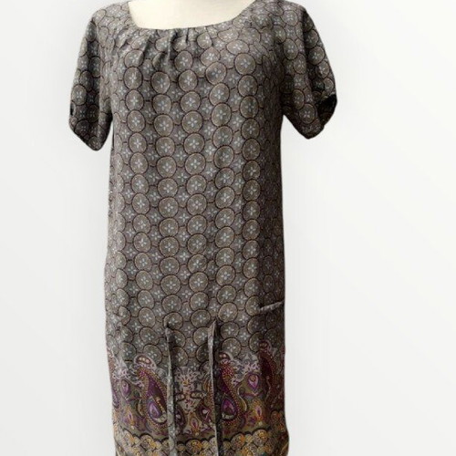 Silk boho dress like new, size M, multicolor