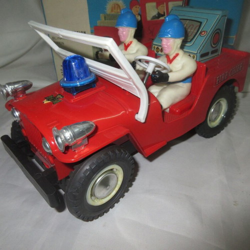 Greek Fire Chief Battery Operated Jeep Lyra 70s new in box