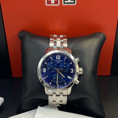 Tissot PRC 200 stainless steel chronograph watch like new, blue dial