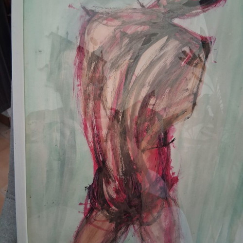 Painting "Nude" Expressionism 30×40cm Framed Signed Like New