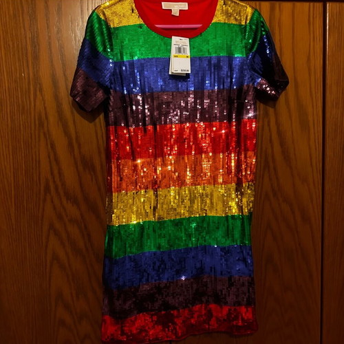 Michael Kors Rainbow Sequin Dress Medium Size New with Tags