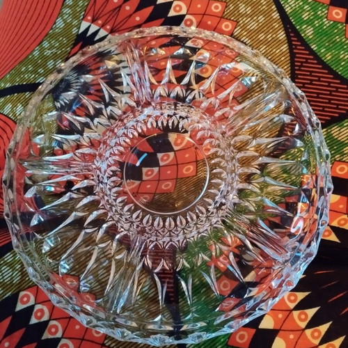 Vintage crystal serving platter with 6 compartments 27x27 cm like new