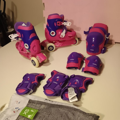 Oxelo Kids Roller Skates like new, sizes 26-28, ages 6-10 with protective set