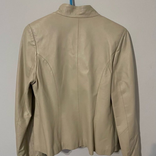 Leather jacket beige crème new with zipper size M