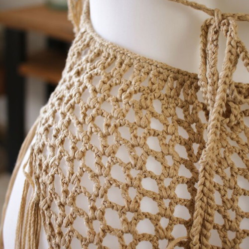 Beachwear one-piece new, boho chic brown with tassels