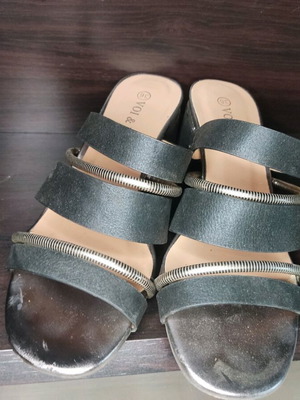 Mules sandals used, size 36, black and silver