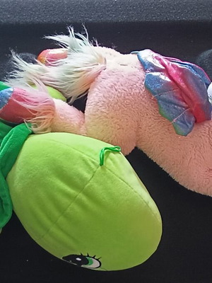 Large plush unicorn and turtle dolls like new