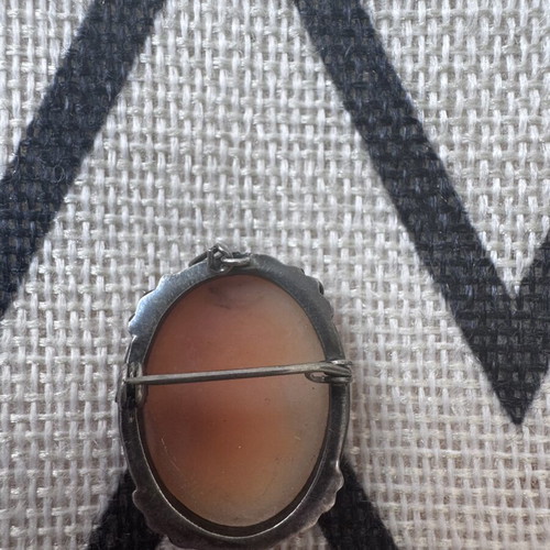 Vintage cameo pendant and brooch with silver and marcasite