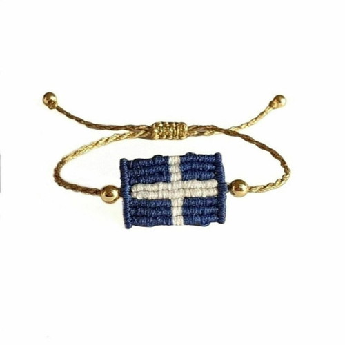 Anniversary bracelet Greek flag with hematite semi-precious stones new
