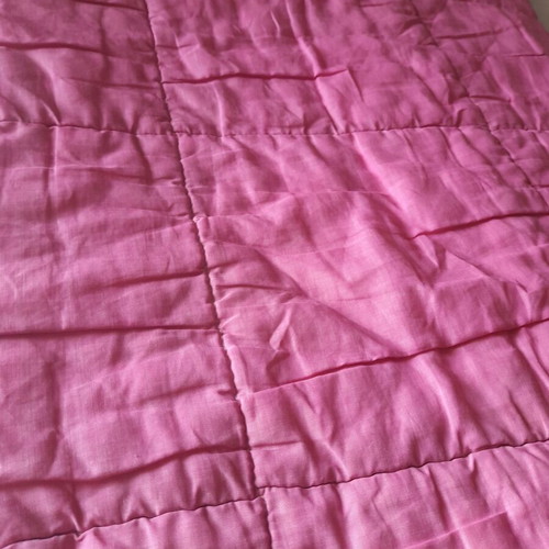 Double quilt used, thin reversible pink and green