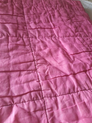 Double quilt used, thin reversible pink and green