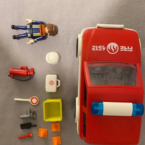 Playmobil fire truck used toy set