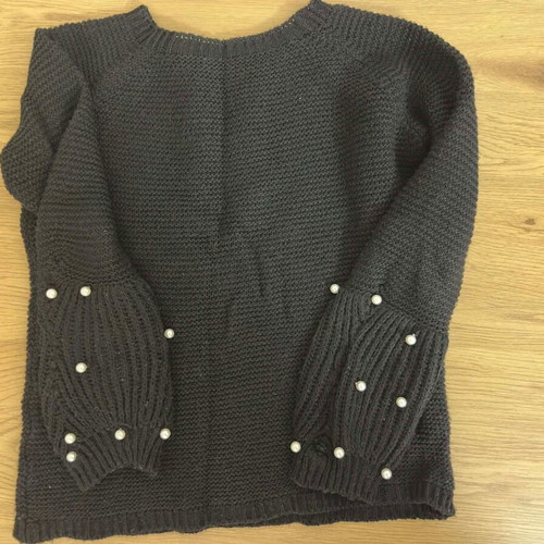 Women's black sweater with pearls like new, size M